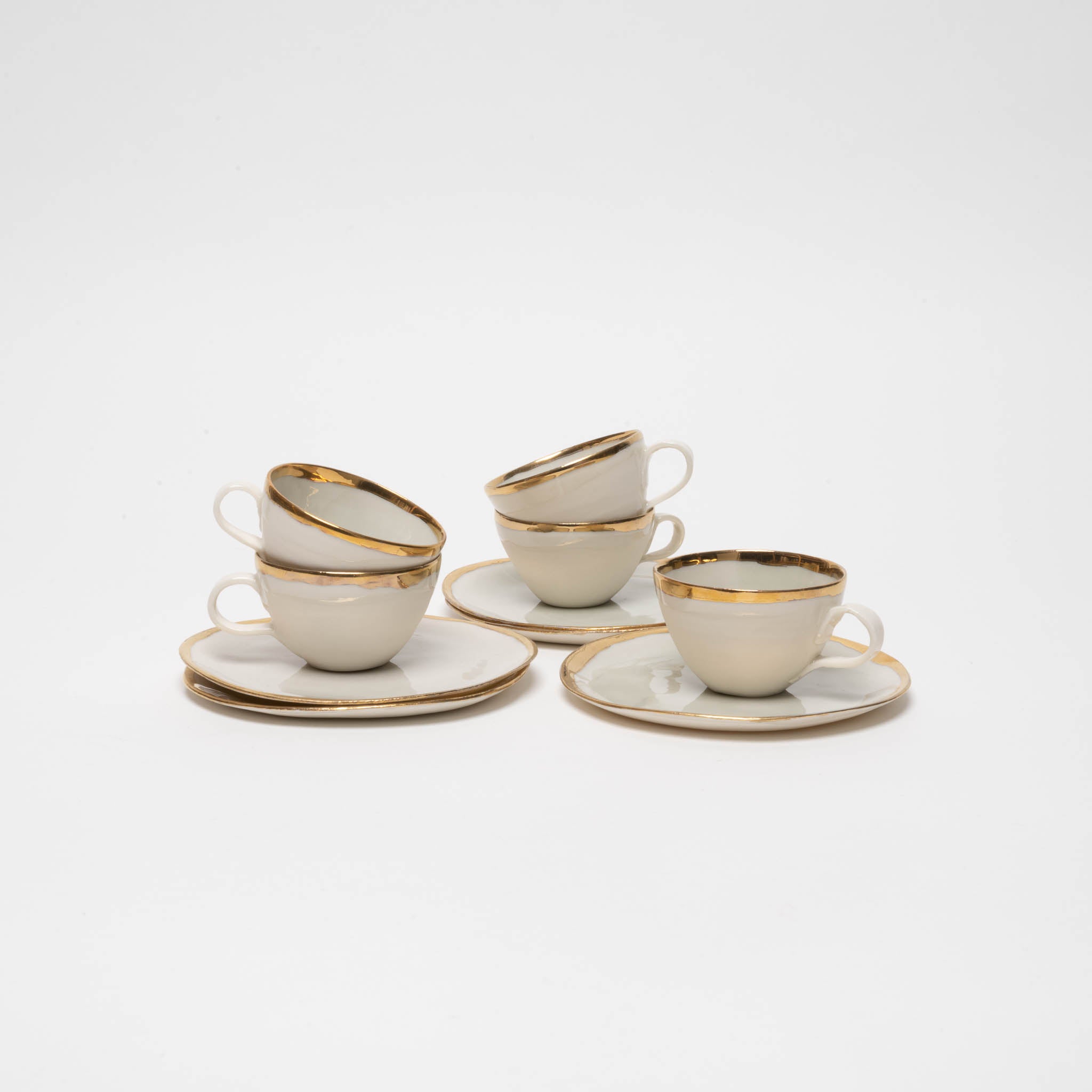 - Keramik moderne Espressoset Goldrand, bon Salon mit - fuer pearl grey ton